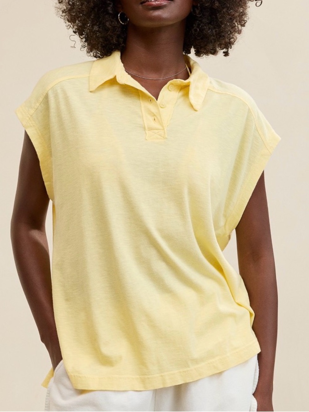 Aerie Happiest Oversized Polo T-shirt, Citron, NWT, Size Medium